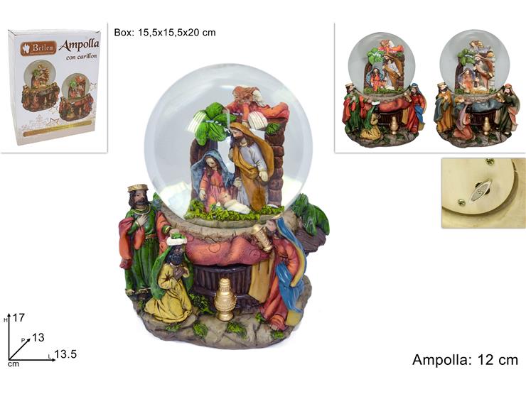 AMPOLLA CARILLON CON NATIVITA' 17CM