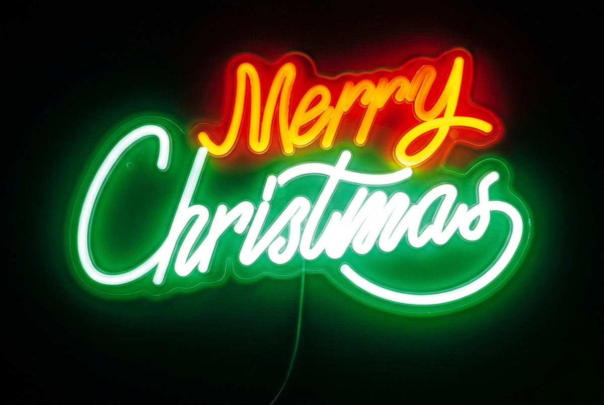 INSEGNA MERRY CHRISTMAS EFFETTO NEON