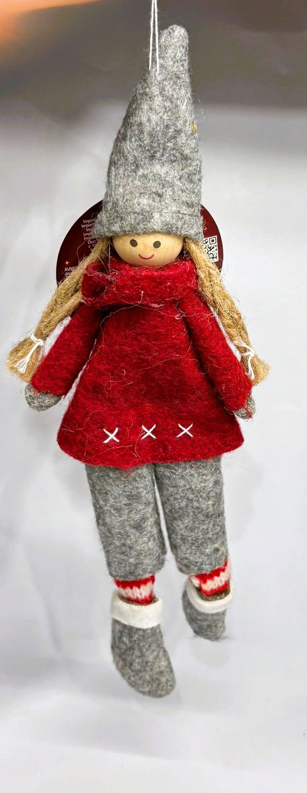 APPENDINO BAMBOLINA IN TESSUTO ROSSO