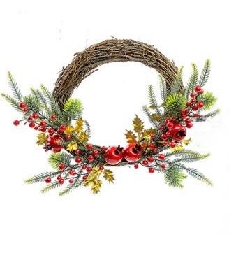 GHIRLANDA CON BACCHE ROSSE E MELOGRANO