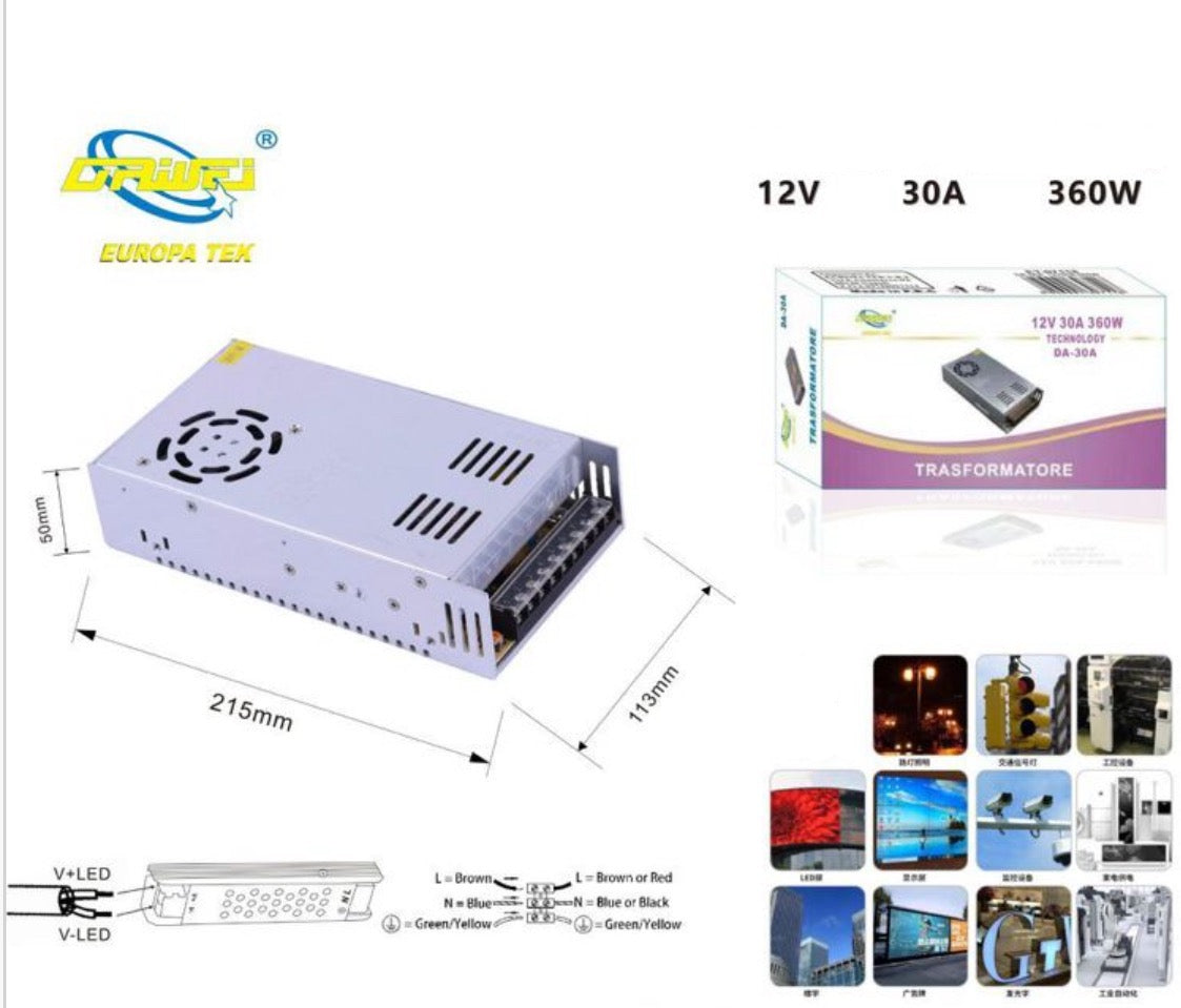 TRASFORMATORE ALIMENTATORE PER LUCI A LED 12V