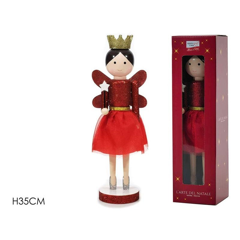 FATINA IN LEGNO CON GLITTER 35CM