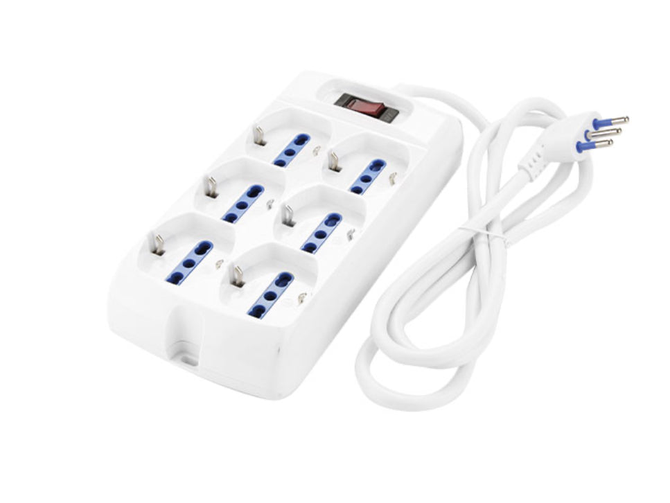 MULTIPRESA 6 POSTI COMPATTA CON INTERRUTTORE