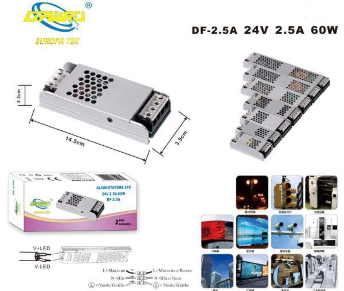 TRASFORMATORE ALIMENTATORE PER LUCI A LED 24V