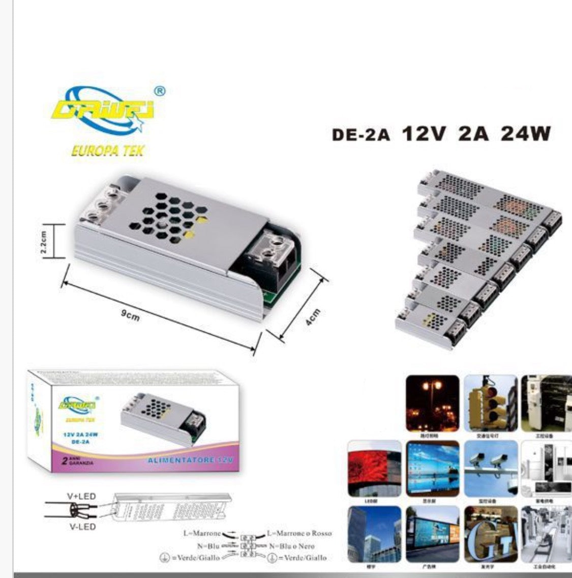 TRASFORMATORE ALIMENTATORE PER LUCI A LED 12V