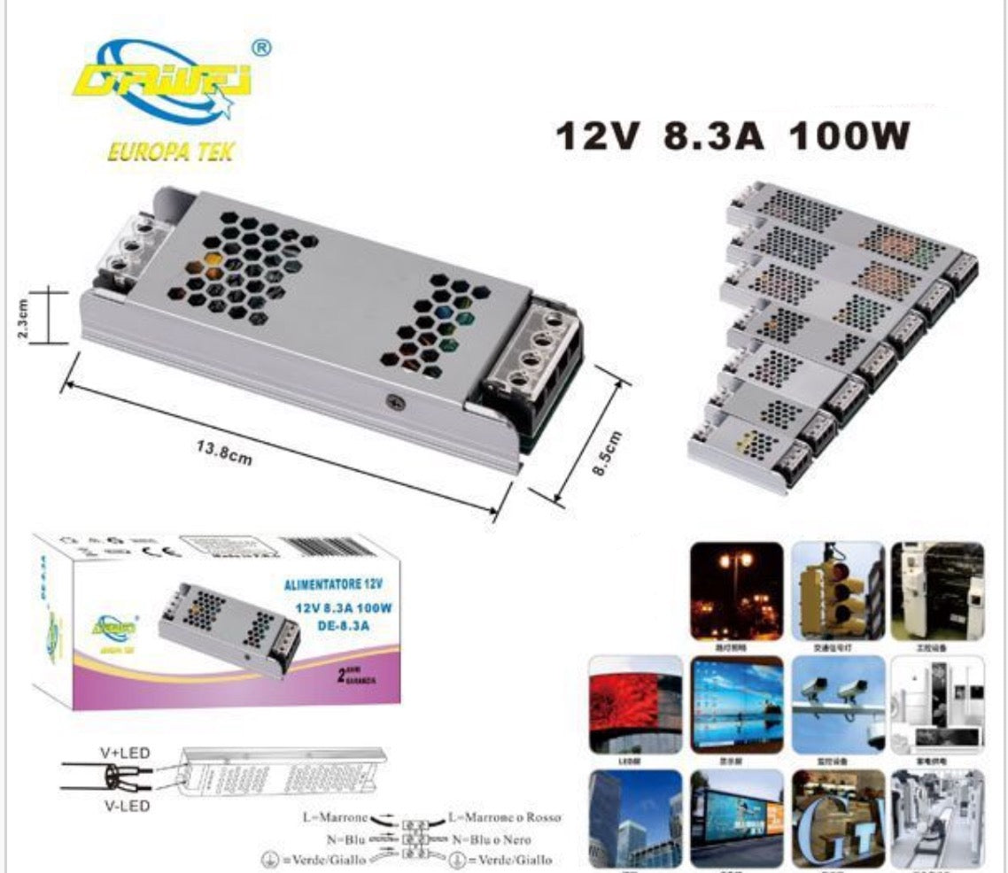 TRASFORMATORE ALIMENTATORE PER LUCI A LED 12V