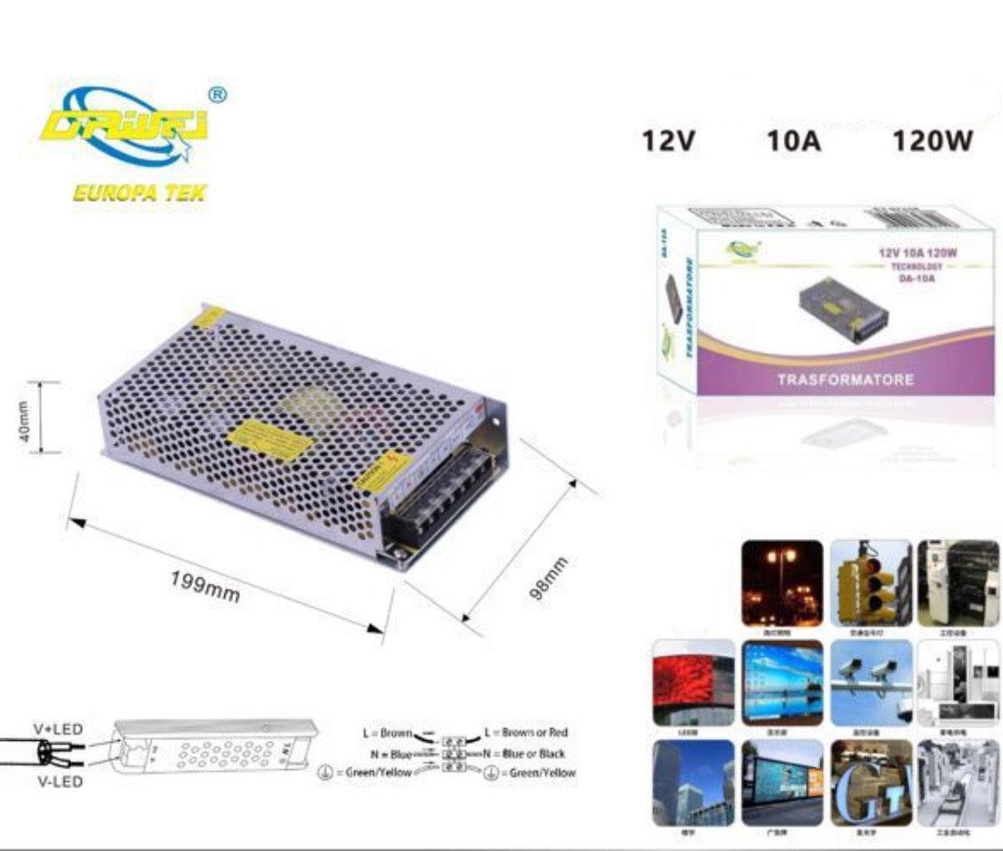 TRASFORMATORE ALIMENTATORE PER LUCI A LED 12V