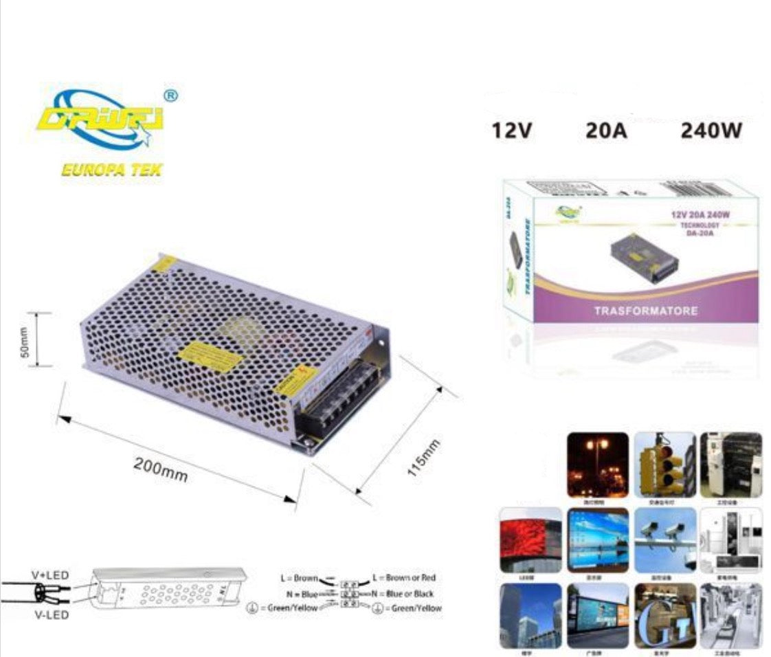 TRASFORMATORE ALIMENTATORE PER LUCI A LED 12V