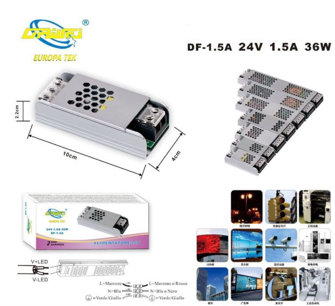 TRASFORMATORE ALIMENTATORE PER LUCI A LED 24V