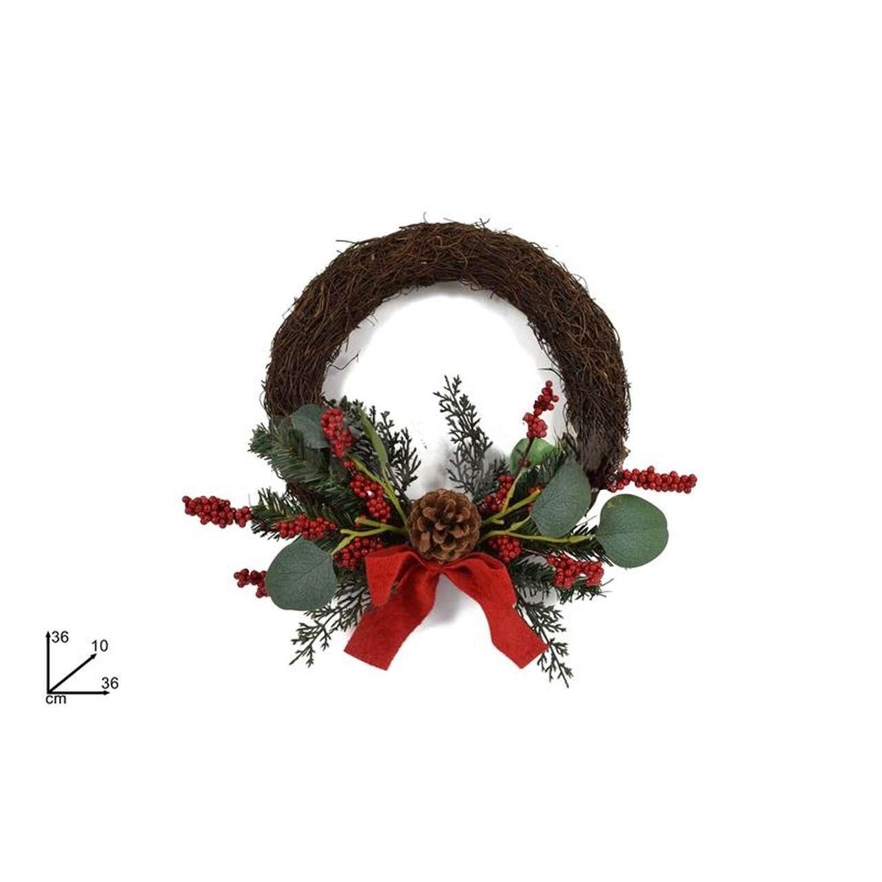 GHIRLANDA CON FIOCCO BACCHE E PIGNA