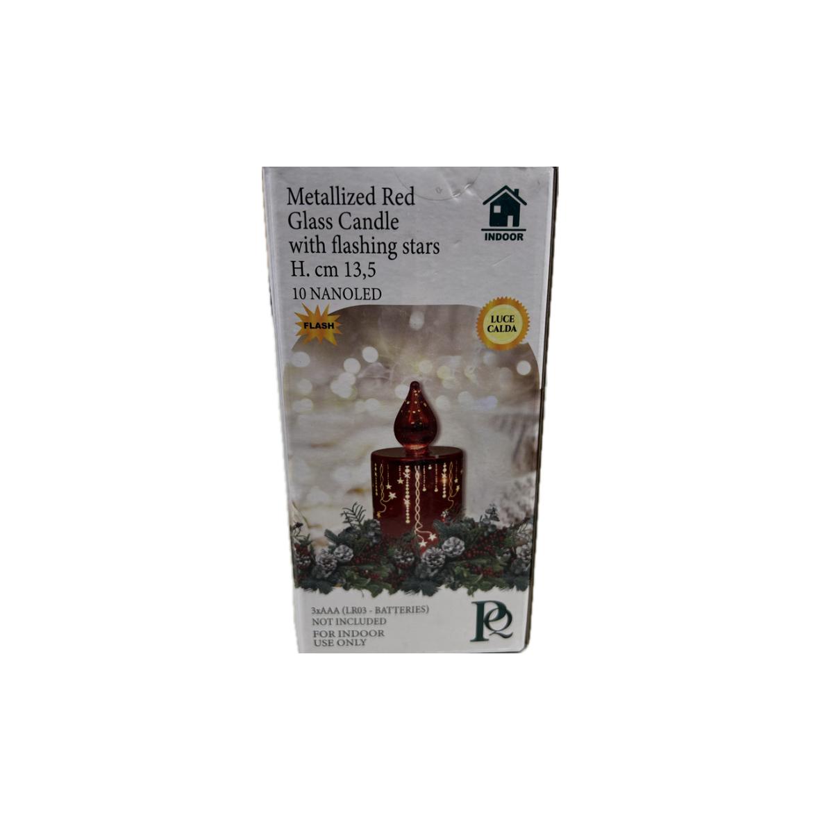 CANDELA IN VETRO CON STELLE TRAFORATE