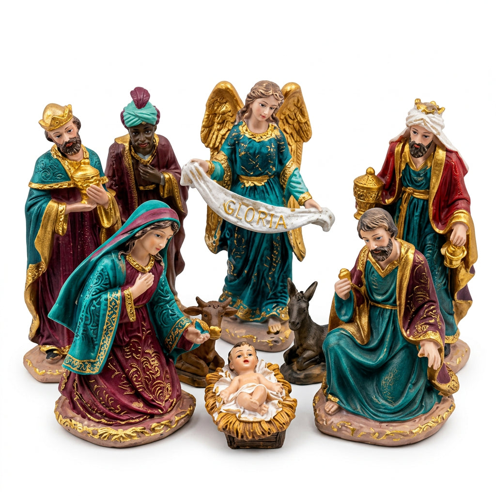 NATIVITÀ STILE COLORI DI BETLEMME 9 PZ CM 15