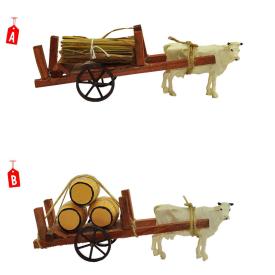 BUE CON CARRETTO IN LEGNO CM 8