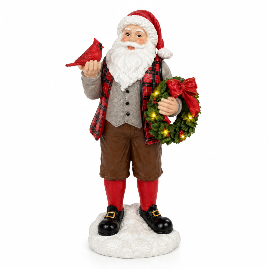 BABBO NATALE CON GHIRLANDA LUMINOSA