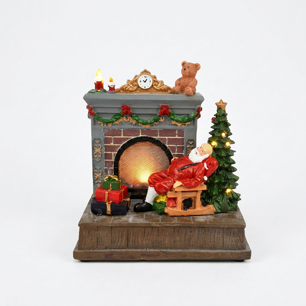CAMINETTO CON BABBO NATALE LUCI E SUONI A BATT.