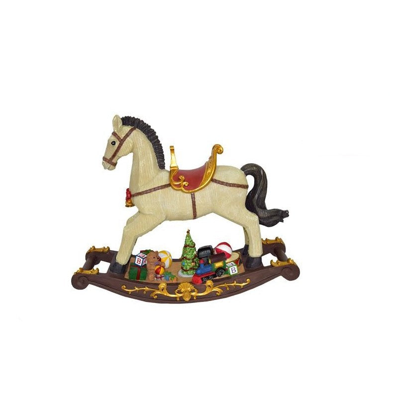 GIOSTRA CAVALLO A DONDOLO CON ALBERO E DONI