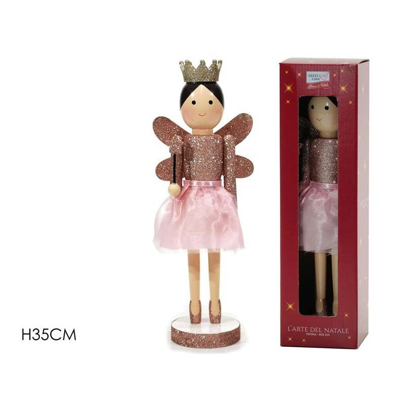 FATINA IN LEGNO CON GLITTER 35CM