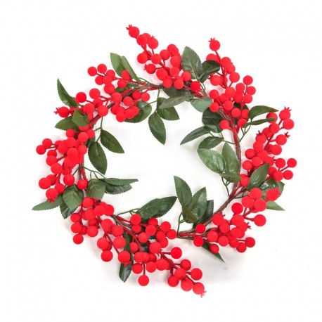 GHIRLANDA CON BACCHE ROSSE VELLUTATA