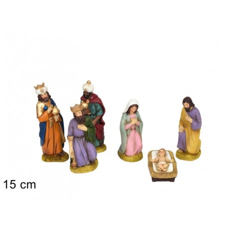 NATIVITÀ 6 PZ CM 15 CON ABITI COLORATI