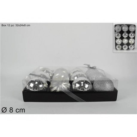 12 SFERE SILVER 8 CM
