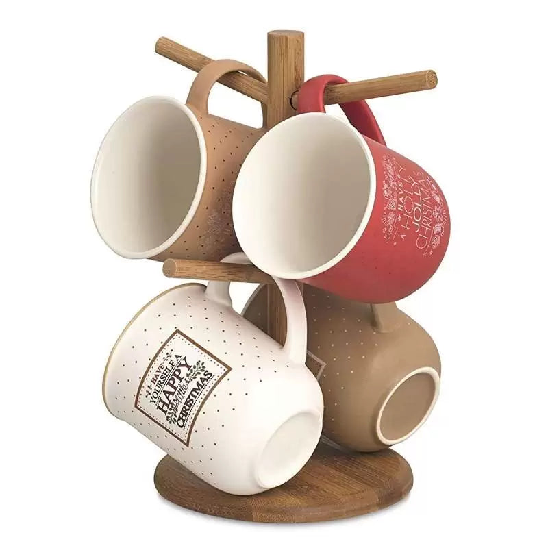 TAZZE CON SUPPORTO IN LEGNO