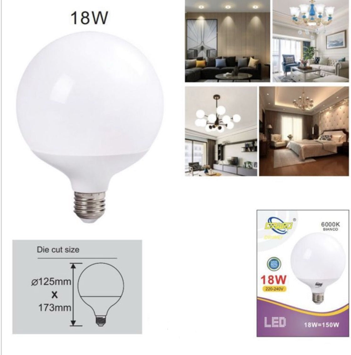 LAMPADINA GLOBO 18W