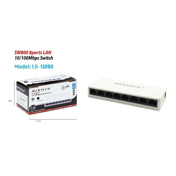 Switch Desktop 8 Porte Lan 10/100mbps Sw800 Maxtech Lv-Sw08