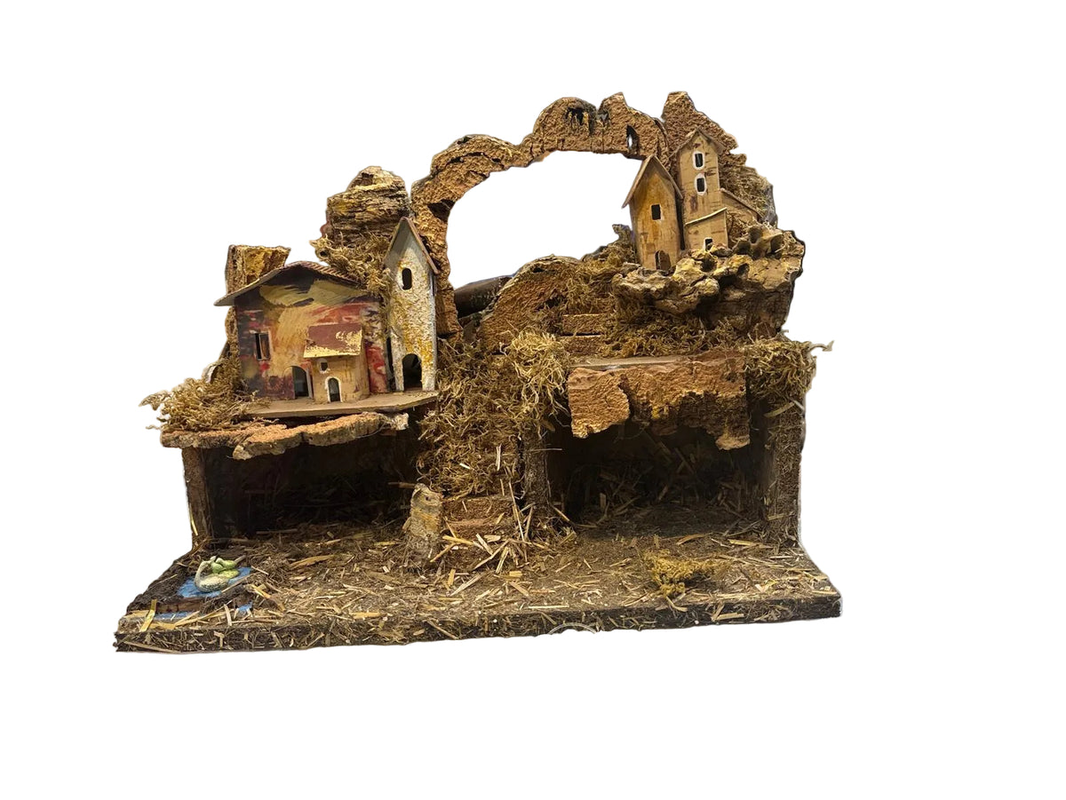PRESEPE CON ARCO IN SUGHERO E DOPPIA GROTTA