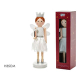 FATINA IN LEGNO CON GLITTER 35CM