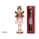 FATINA IN LEGNO CON GLITTER 35CM