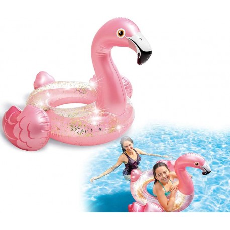 SALVAGENTE GLITTER CON FLAMINGO GONFIABILE